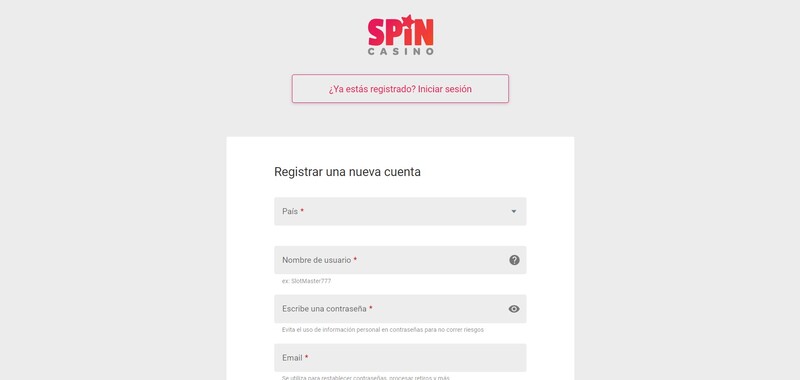 abrir cuenta spin casino